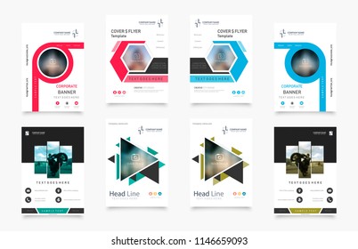 Set of design of brochure, abstract annual report, cover modern layout, flyer Abstract presentation templates. Flyer text font. Ad flyer text. White a4 brochure cover design.