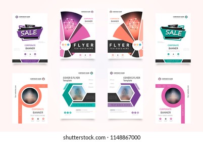 Set of design of brochure, abstract annual report, cover modern layout, flyer Abstract presentation templates. Flyer text font. Ad flyer text. White a4 brochure cover design.