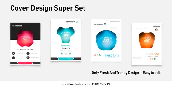 Set of design of brochure, abstract annual report, cover modern layout, flyer Abstract presentation templates. Flyer text font. Ad flyer text. White a4 brochure cover design.