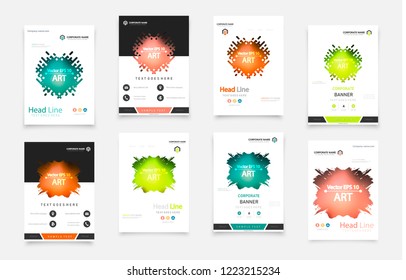 Set of design of brochure, abstract annual report, cover modern layout, flyer Abstract presentation templates. Flyer text font. Ad flyer text. White a4 brochure cover design.