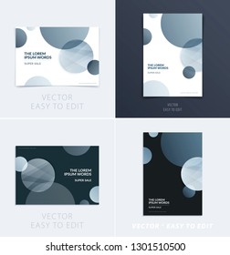 Set of Design of brochure smooth soft template. Creative abstract, annual report, horizontal cover, flyer in A4 with colourful round shapes for branding, exhibition. Business vector presentation.