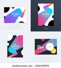 Set of Design of brochure smooth soft template. Creative abstract, annual report, horizontal cover, flyer in A4 with colourful round shapes for branding, exhibition. Business vector presentation.