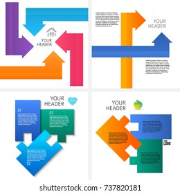 Set Design business presentation arrows style template. Vector illustration for technology infographics, number banners, charts and graphs or powerpoint background, graphs and tables. EPS 10