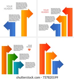 Set Design business presentation arrows style template. Vector illustration for technology infographics, number banners, charts and graphs or powerpoint background, graphs and tables. EPS 10