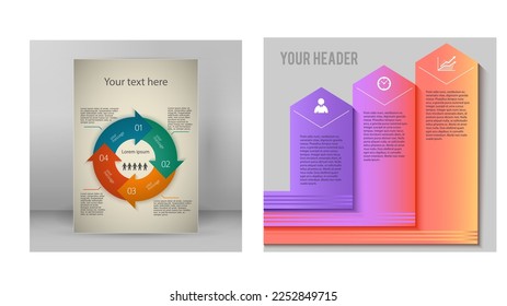 Set Design business presentation template. Vector illustration EPS 10. Can be used for chart process the financial company, technology infographics, number banners, charts and graphs or powerpoint 