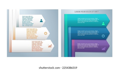 Establecer plantilla de presentación de negocios de diseño. Ilustración del vector EPS 10. Puede utilizarse para el proceso de gráficos de la empresa financiera, infografías tecnológicas, banners numéricos, gráficos y gráficos o powerpoint 