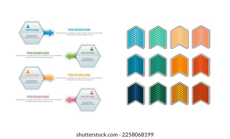 Establecer plantilla de presentación de negocios de diseño. Ilustración del vector EPS 10. Puede utilizarse para el proceso de gráficos de la empresa financiera, infografías tecnológicas, banners numéricos, gráficos y gráficos o powerpoint 