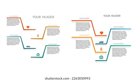 Establecer plantilla de presentación de negocios de diseño. Ilustración del vector EPS 10. Puede utilizarse para el proceso de gráficos de la empresa financiera, infografías tecnológicas, banners numéricos, gráficos y gráficos o powerpoint 