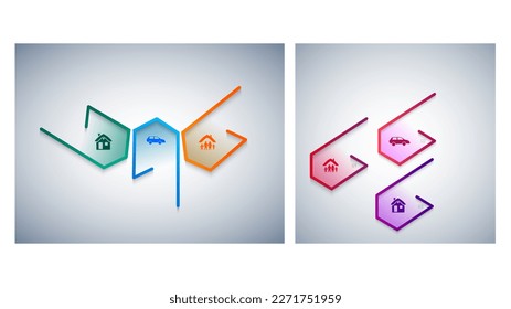 Establecer plantilla de presentación de negocios de diseño. Ilustración del vector EPS 10. Puede utilizarse para el proceso de gráficos de la empresa financiera, infografías tecnológicas, banners numéricos, gráficos y gráficos o punto de potencia 