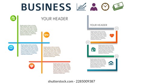 Set Design business presentation template. Vector illustration EPS 10. Can be used for chart process the financial company, technology infographics, number banners, charts and graphs or power point 