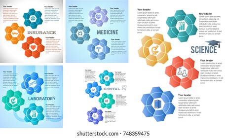 Set Design business presentation template. Abstract background in style infographics science education concept. Vector Illustration EPS 10, Graphic Design elements tehno flowers 