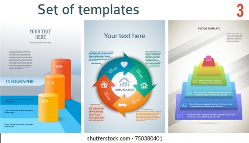 Set Design business presentation template. Vector illustration for infographics, number banners, charts and graphs or cover book background, graph and tables or website navigation layout. EPS 10