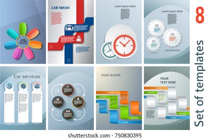 Set Design business presentation template. Vector illustration for infographics, number banners, charts and graphs or cover book background, graph and tables or website navigation layout. EPS 10