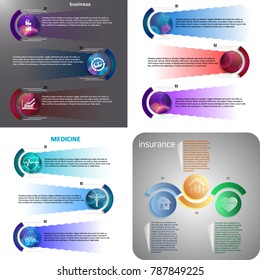 Set Design business presentation template. Vector illustration for infographics, number banners, charts and graphs or cover book background, graph and tables or website navigation layout. EPS 10