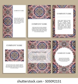 Set of design cards for business. Template of cover design color pattern. Colored vector illustration for corporate identity, individual cards, form style.