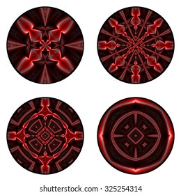 A set of design circle elements. Abstract colorful decorative backdrop. Vector art. No gradient