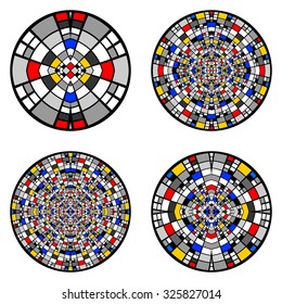 A set of design circle elements. Abstract colorful decorative backdrop. Vector art. No gradient