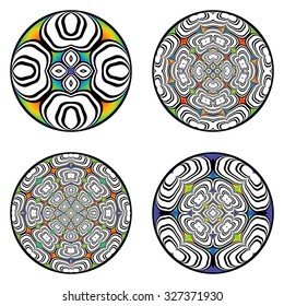 A set of design circle elements. Abstract colorful decorative backdrop. Vector art