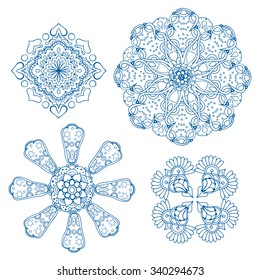 Set of design circle elements. Abstract blue decorative. Vector art. 