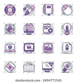 Set of Design and Coding Flat Icons
