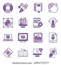 Set of Design and Coding Flat Icons