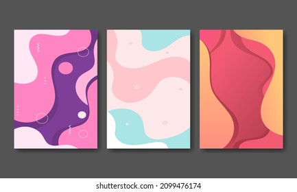 Set Design Cover Template with Colorful liquid effect. Modern background design. gradient color. Dynamic Waves. Fluid shapes composition. Fit for website, banners, wallpapers, brochure, posters
