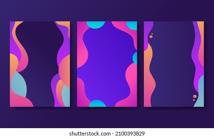 Set Design Cover Template with Colorful liquid effect. Modern background design. gradient color. Dynamic Waves. Fluid shapes composition. Fit for website, banners, wallpapers, brochure, posters