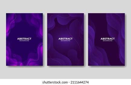 Set Design Cover Template with Colorful liquid effect. Modern background design. gradient color. Dynamic Waves. Fluid shapes composition. Fit for website, banners, wallpapers, brochure, posters