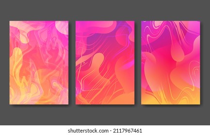 Set Design Cover Template with Colorful liquid effect. Modern background design. gradient color. Dynamic Waves. Fluid shapes composition. Fit for website, banners, wallpapers, brochure, posters