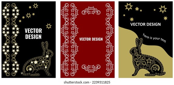 A set of design for the covers of a brochure, calendar, poster, book, diary, astroprognosis, etc. Rabbit is a Chinese horoscope.