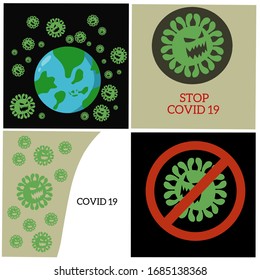 Set of design covid-19 coronavirus concept virus background 