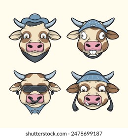 Set of design cow vector icons