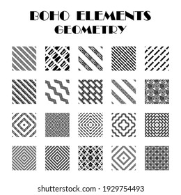 Set: Design of curly stripes. Textile. Ethnic boho ornament. Vector illustration for web design or print.