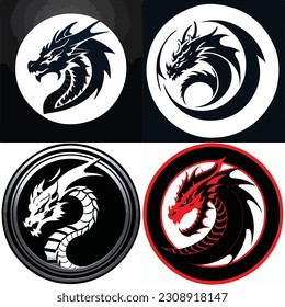 set of design dragon head logo art space vector illustration