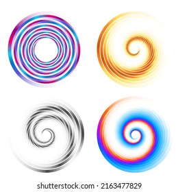 Set design element circle. Isolated bold vector colors  golden ring from. Abstract glow wavy stripes of many glittering swirl created using Blend Tool. Vector illustration EPS10 for your presentation