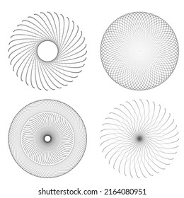 Set design element circle. Isolated bold vector colors  golden ring from. Abstract glow wavy stripes of many glittering swirl created using Blend Tool. Vector illustration EPS10 for your presentation