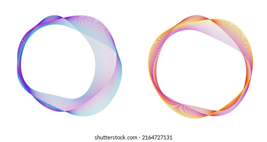 Set design element circle. Isolated bold vector colors  golden ring from. Abstract glow wavy stripes of many glittering swirl created using Blend Tool. Vector illustration EPS10 for your presentation