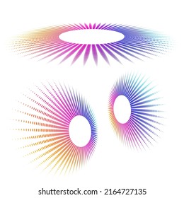 Set design element circle. Isolated bold vector colors  golden ring from. Abstract glow wavy stripes of many glittering swirl created using Blend Tool. Vector illustration EPS10 for your presentation