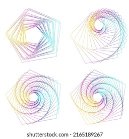 Set design element circle. Isolated bold vector colors  golden ring from. Abstract glow wavy stripes of many glittering swirl created using Blend Tool. Vector illustration EPS10 for your presentation