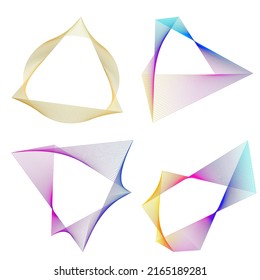 Establecer el círculo del elemento de diseño. Anillo dorado de colores vectoriales aislados. Resumen de rayas onduladas de resplandor de muchos deslizadores creados con la herramienta de mezcla. Ilustración vectorial EPS10 para su presentación