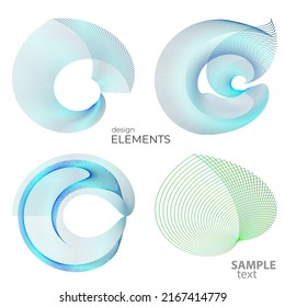 Set design element circle. Isolated bold vector colors  golden ring from. Abstract glow wavy stripes of many glittering swirl created using Blend Tool. Vector illustration EPS10 for your presentation