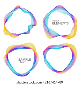 Set design element circle. Isolated bold vector colors  golden ring from. Abstract glow wavy stripes of many glittering swirl created using Blend Tool. Vector illustration EPS10 for your presentation
