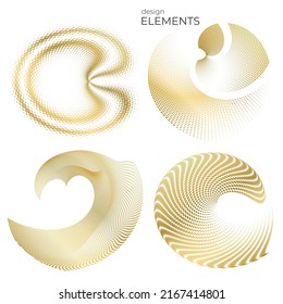 Set design element circle. Isolated bold vector colors  golden ring from. Abstract glow wavy stripes of many glittering swirl created using Blend Tool. Vector illustration EPS10 for your presentation