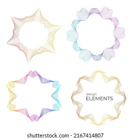 Set design element circle. Isolated bold vector colors  golden ring from. Abstract glow wavy stripes of many glittering swirl created using Blend Tool. Vector illustration EPS10 for your presentation