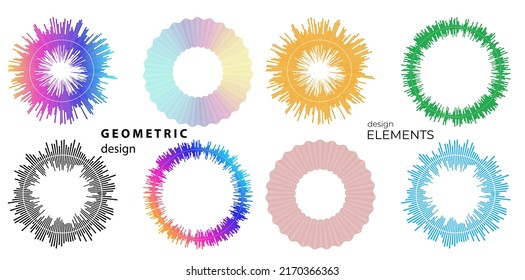 Set design element circle. Isolated bold vector colors  golden ring from. Abstract glow wavy stripes of many glittering swirl created using Blend Tool. Vector illustration EPS10 for your presentation