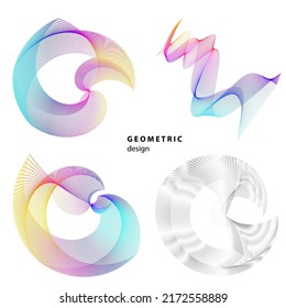 Set design element circle. Isolated bold vector colors  golden ring from. Abstract glow wavy stripes of many glittering swirl created using Blend Tool. Vector illustration EPS10 for your presentation