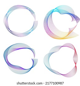 Set design element circle. Isolated bold vector colors  golden ring from. Abstract glow wavy stripes of many glittering swirl created using Blend Tool. Vector illustration EPS10 for your presentation