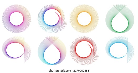 Set design element circle. Isolated bold vector colors  golden ring from. Abstract glow wavy stripes of many glittering swirl created using Blend Tool. Vector illustration EPS10 for your presentation