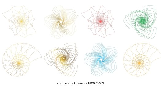 Set design element circle. Isolated bold vector colors  golden ring from. Abstract glow wavy stripes of many glittering swirl created using Blend Tool. Vector illustration EPS10 for your presentation