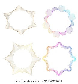 Set design element circle. Isolated bold vector colors  golden ring from. Abstract glow wavy stripes of many glittering swirl created using Blend Tool. Vector illustration EPS10 for your presentation